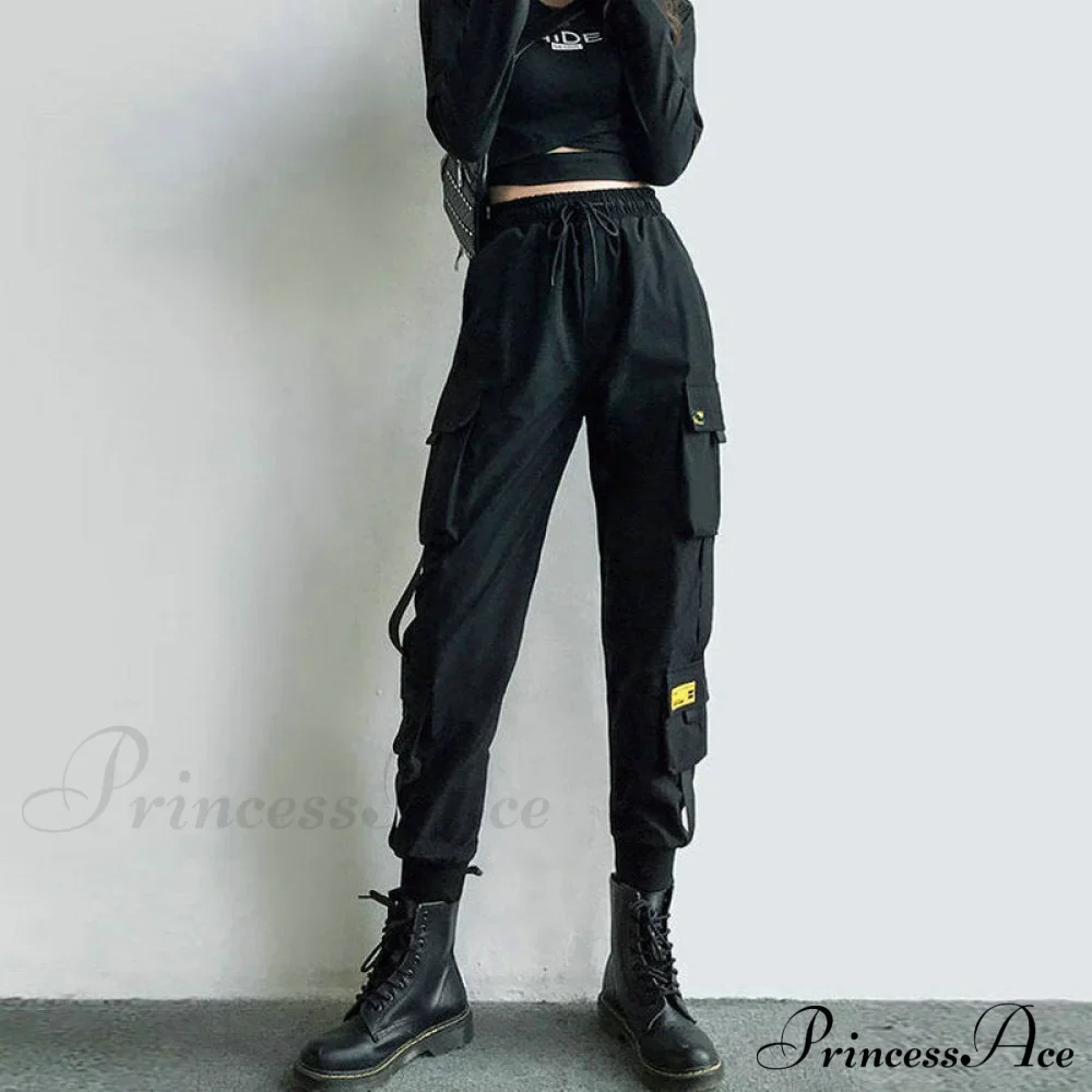 Punk Black Female Joggers Cargo Pants - Image 8