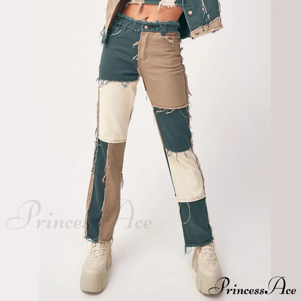 High Street Variegated Patchwork Jeans - Image 10