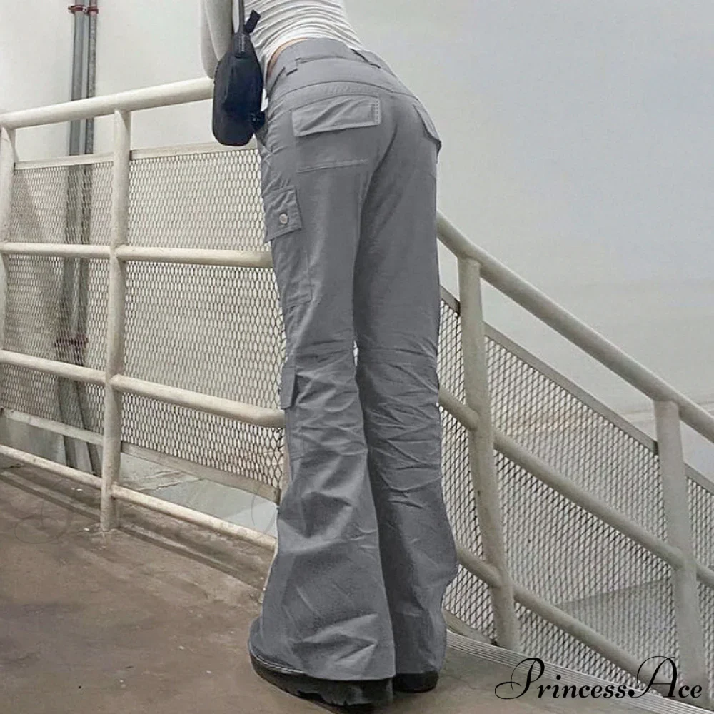 Gray Casual Stitched Pocket Cargo Pants - Image 4