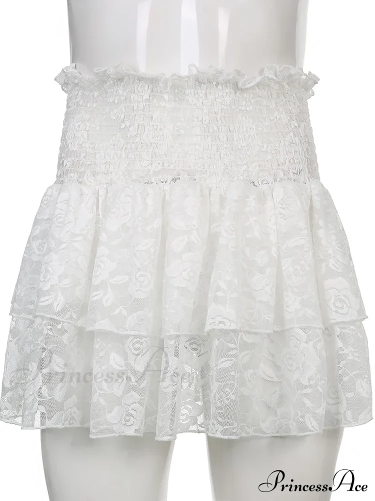 Ruched Cascading Ruffle Mini Skirt - Image 4