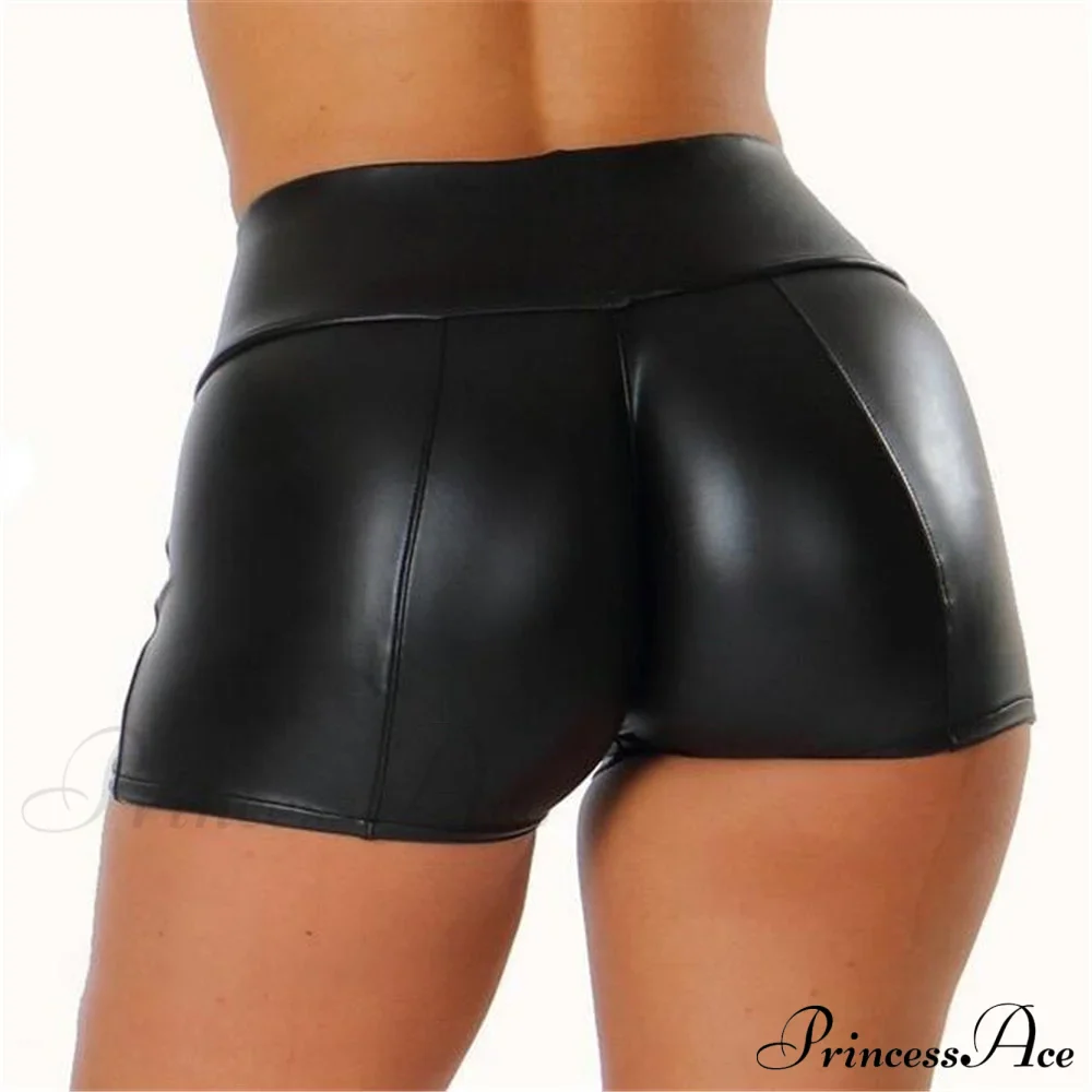 High Waist Faux Leather Shorts - Image 7