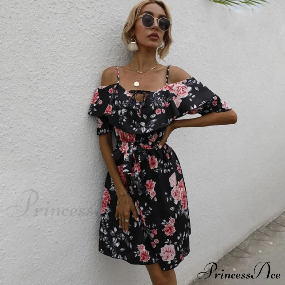 Sexy Spaghetti Strap Floral Print Mini Dress - Image 3