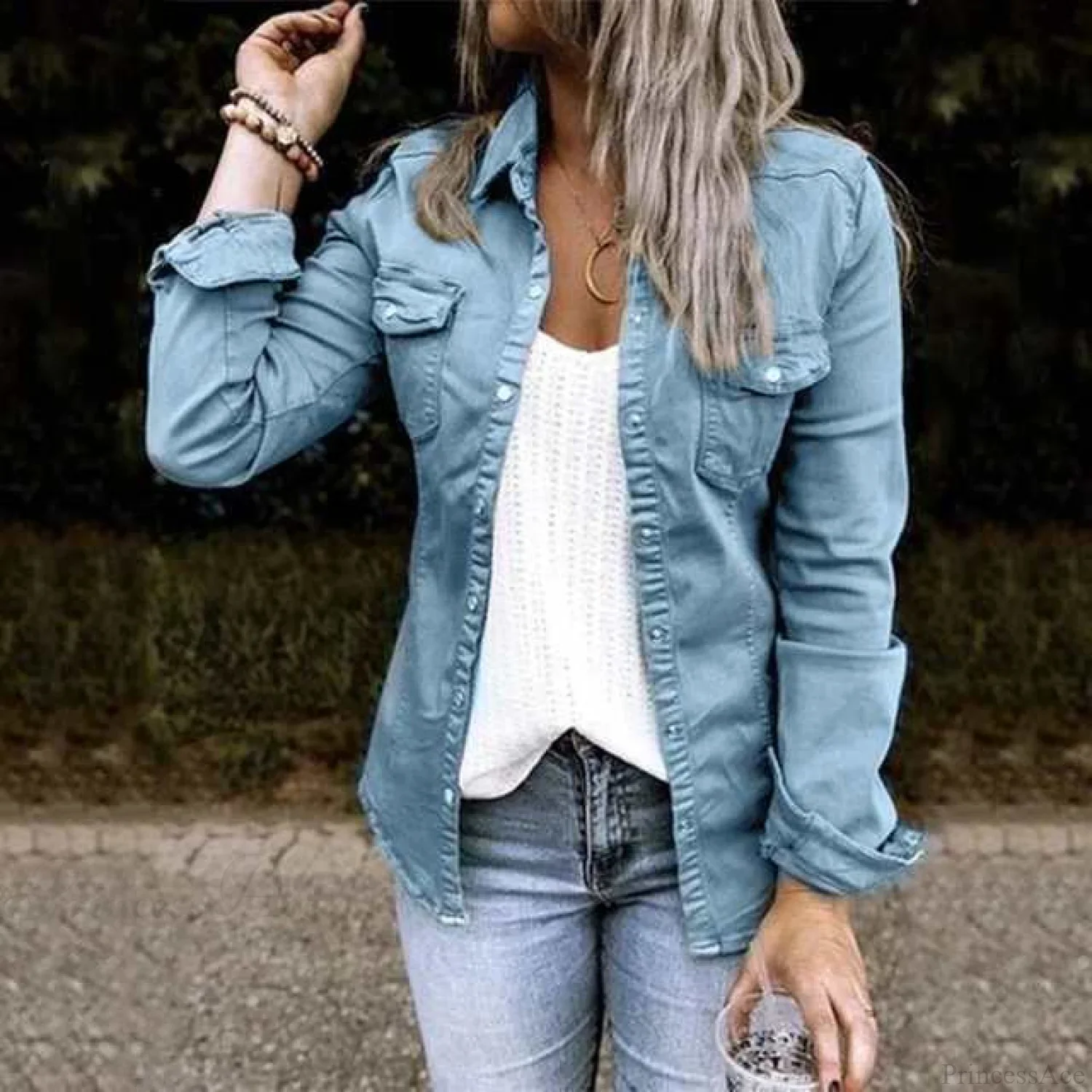 Thin Solid Denim Jacket - Image 4