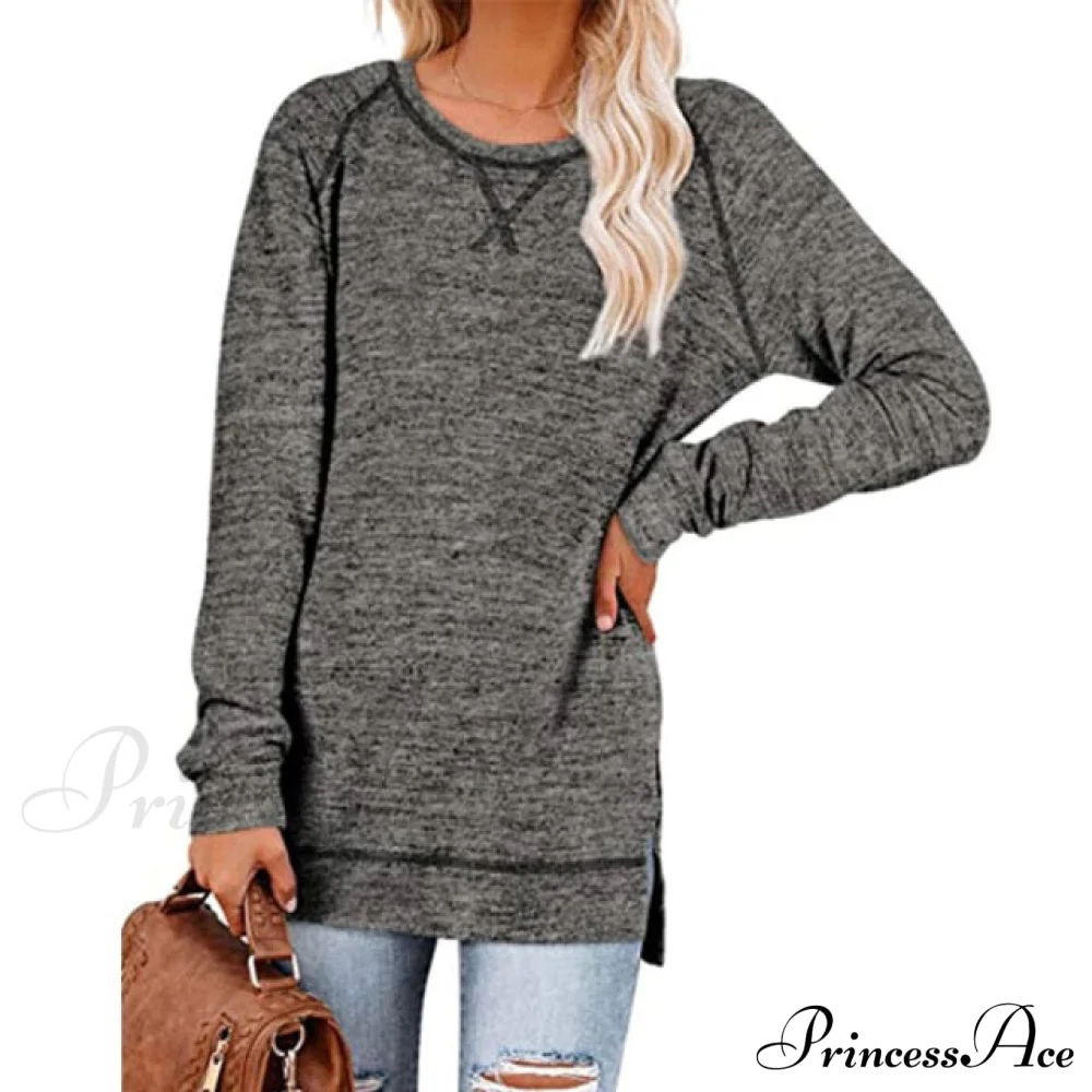 Solid Color Long Sleeve Tops Tee Shirts - Image 5
