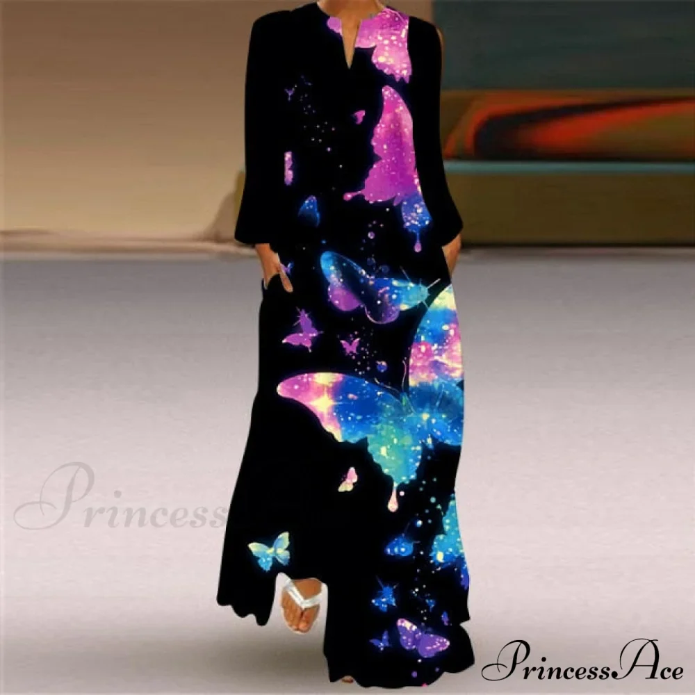 Printed Long Pocket Sexy V-neck Long Sleeve Dresses - Image 17