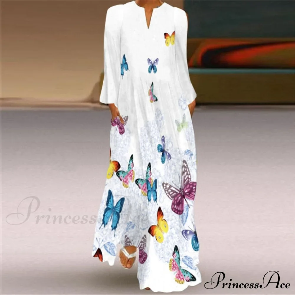 Printed Long Pocket Sexy V-neck Long Sleeve Dresses - Image 27