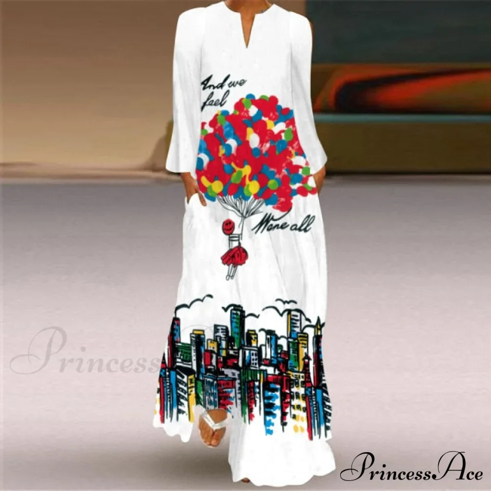 Printed Long Pocket Sexy V-neck Long Sleeve Dresses - Image 32