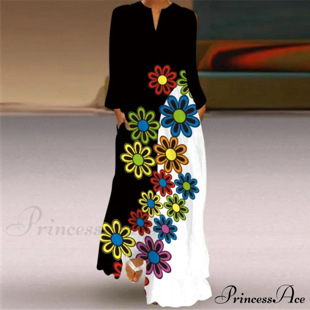 Printed Long Pocket Sexy V-neck Long Sleeve Dresses - Image 9