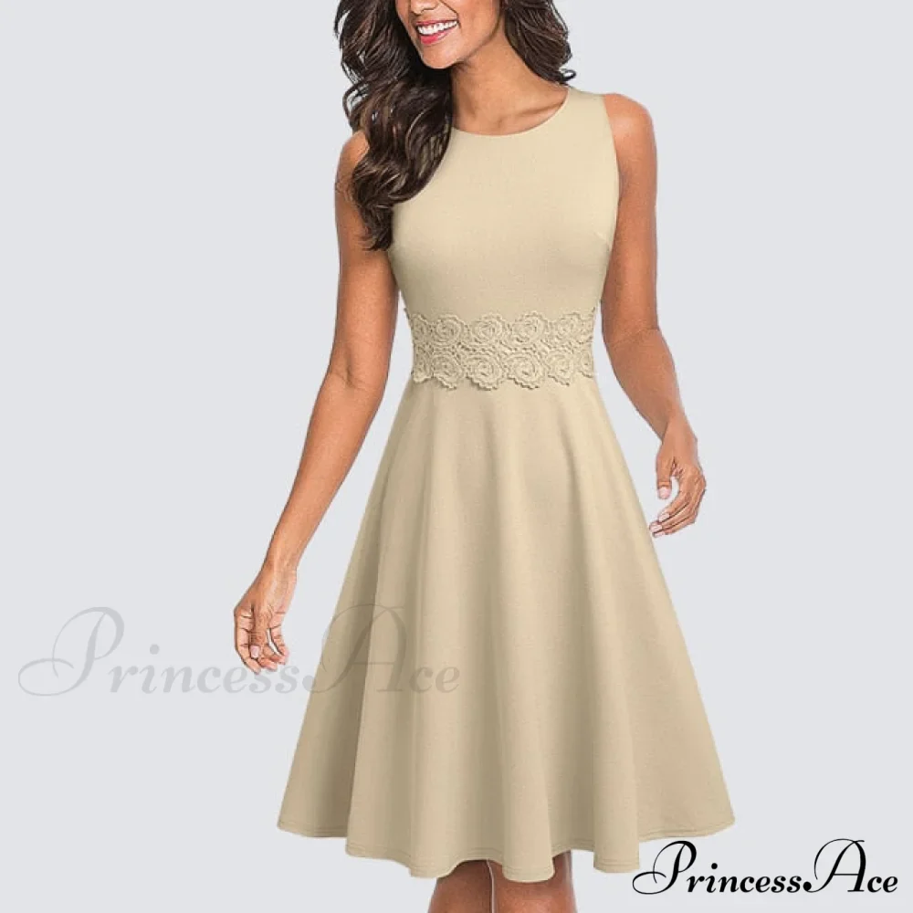 Floral Lace Patchwork Sleeveless Tunic Party Swing Dress - Image 10