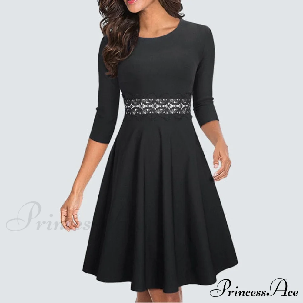 Floral Lace Patchwork Sleeveless Tunic Party Swing Dress - Image 11