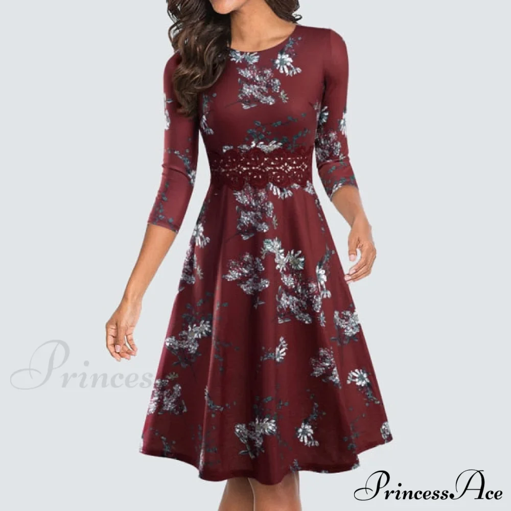 Floral Lace Patchwork Sleeveless Tunic Party Swing Dress - Image 22
