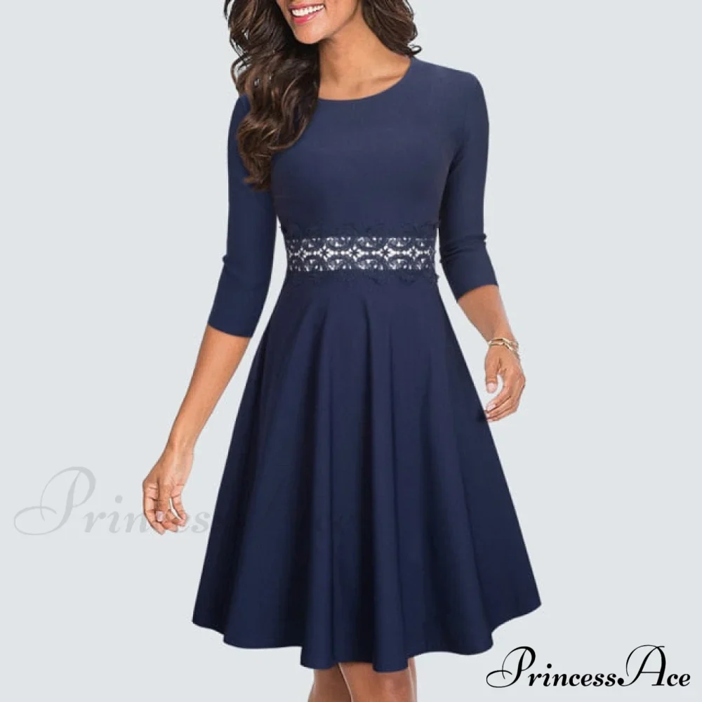 Floral Lace Patchwork Sleeveless Tunic Party Swing Dress - Image 7