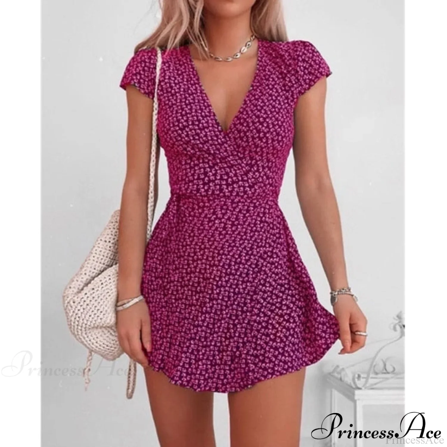 Short Sleeve Sexy V-neck Dresses - Image 5