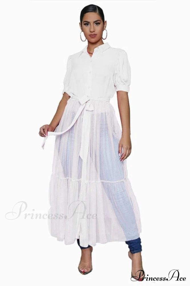 Ladies Long Solid Color Casual Dress - Image 2