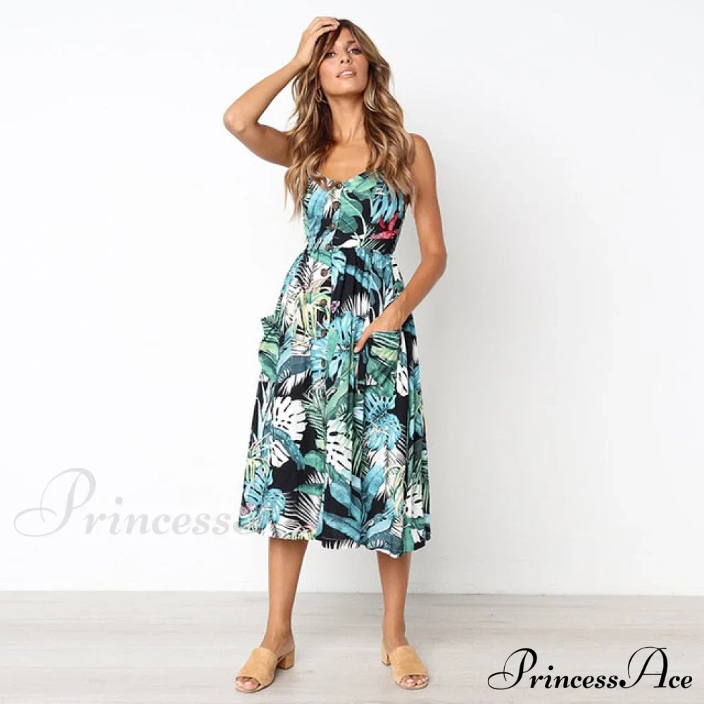 Polka Dot Striped Backless Midi Dress - Image 11