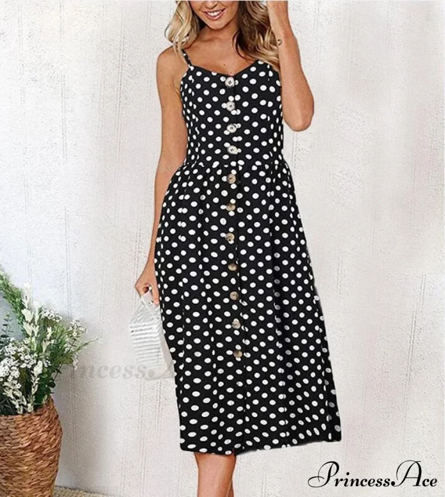 Polka Dot Striped Backless Midi Dress - Image 15