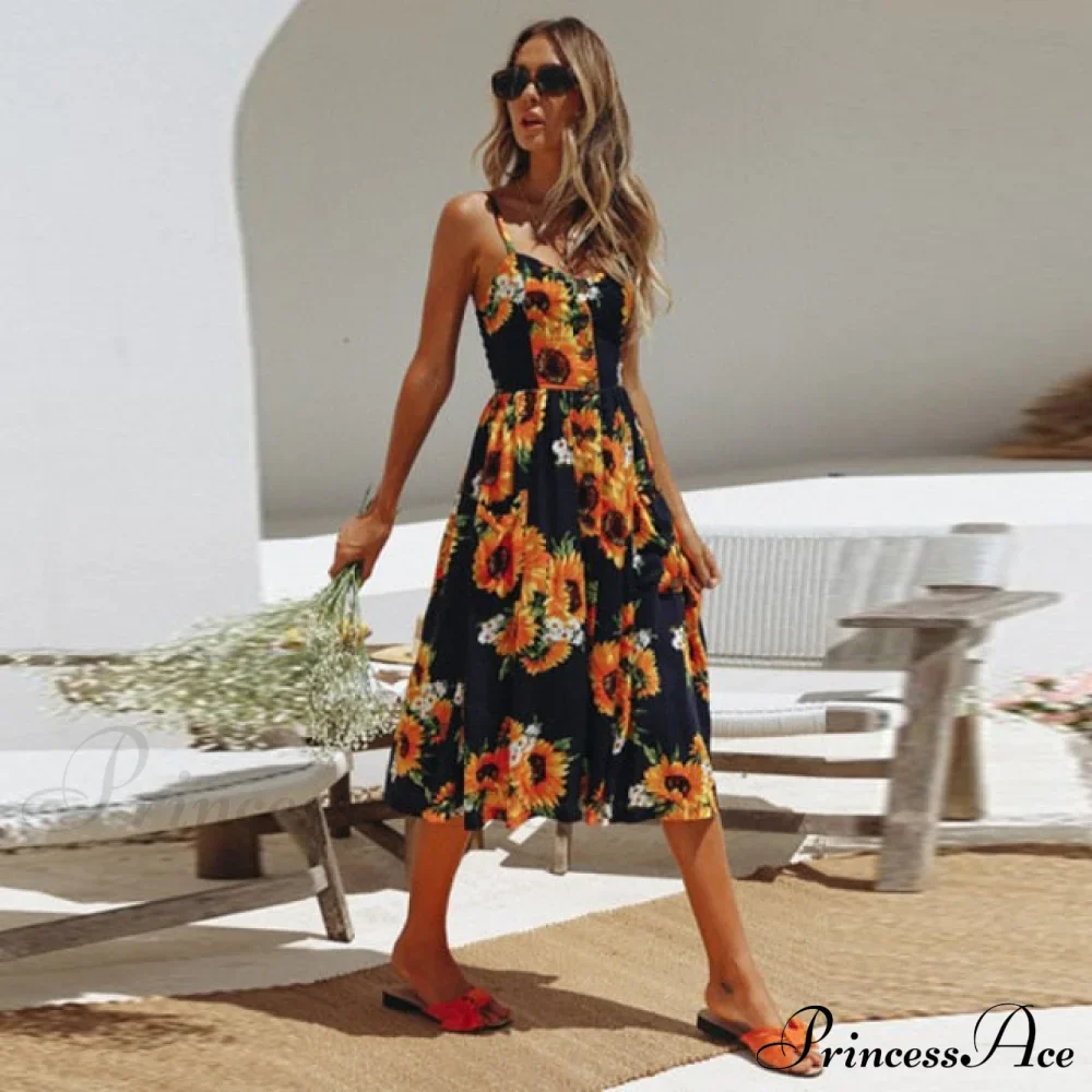 Polka Dot Striped Backless Midi Dress - Image 23