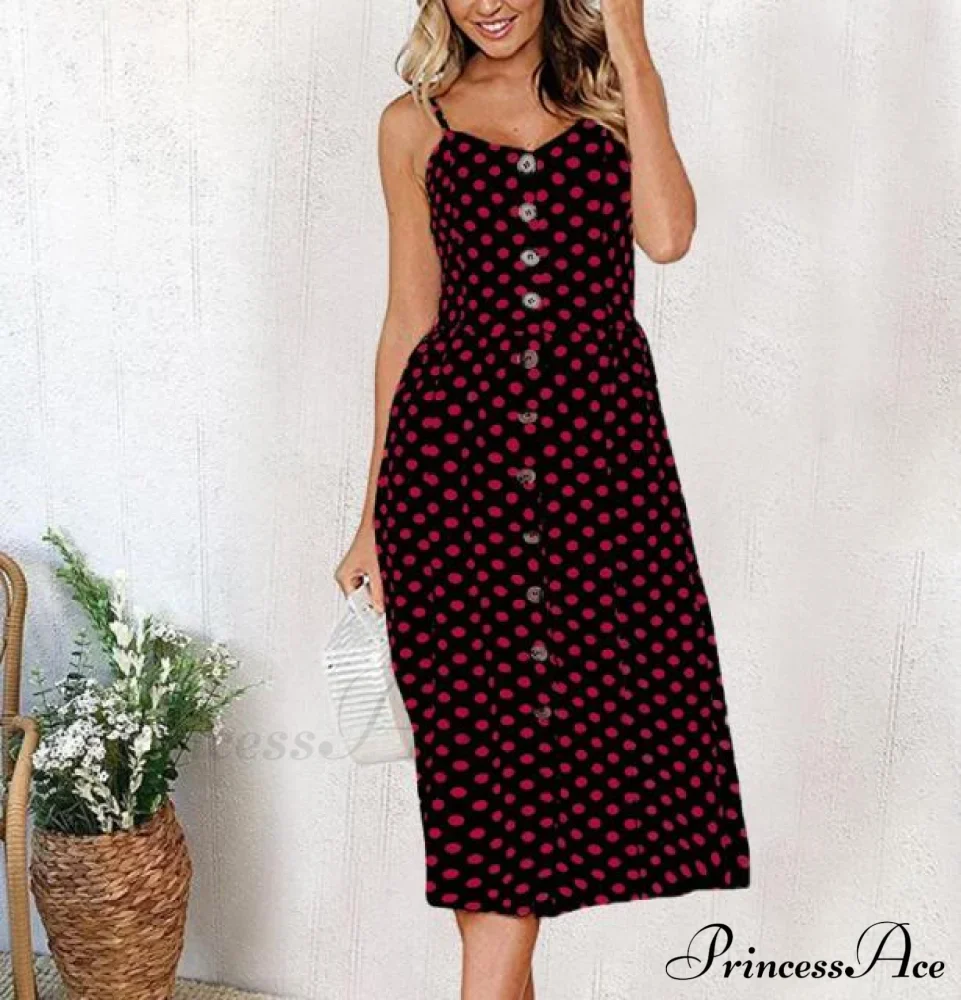 Polka Dot Striped Backless Midi Dress - Image 26