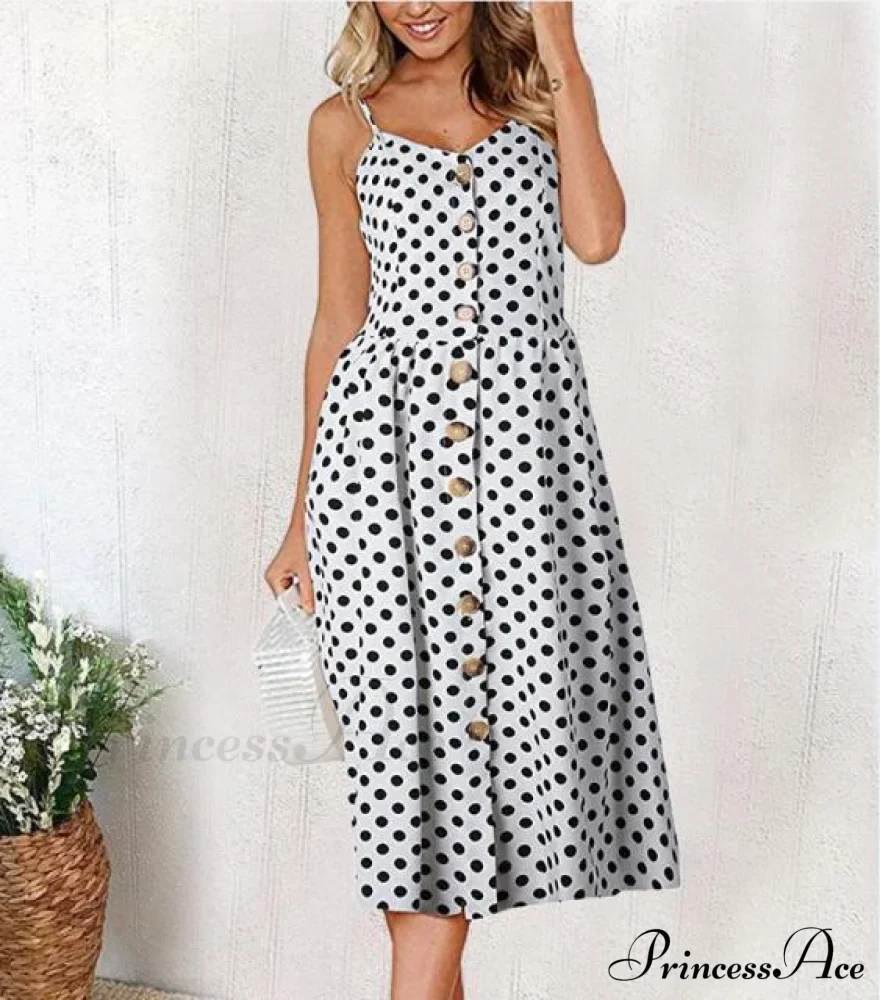 Polka Dot Striped Backless Midi Dress - Image 8