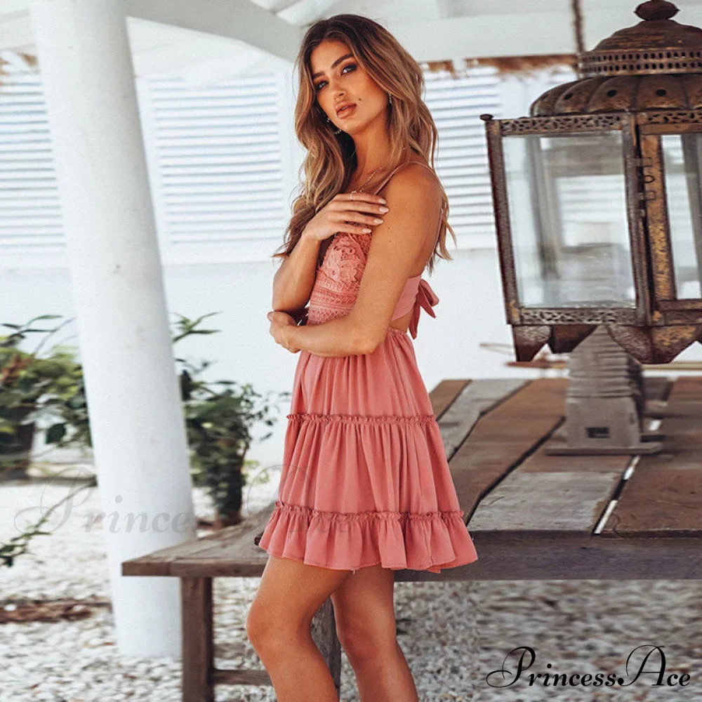 Lace Spaghetti Strap White Dress - Image 4
