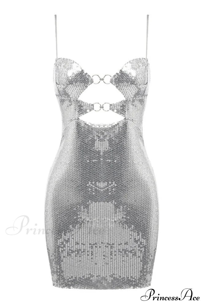Draped Bra Mini Dress Graceful With Double Metal Ring - Image 32