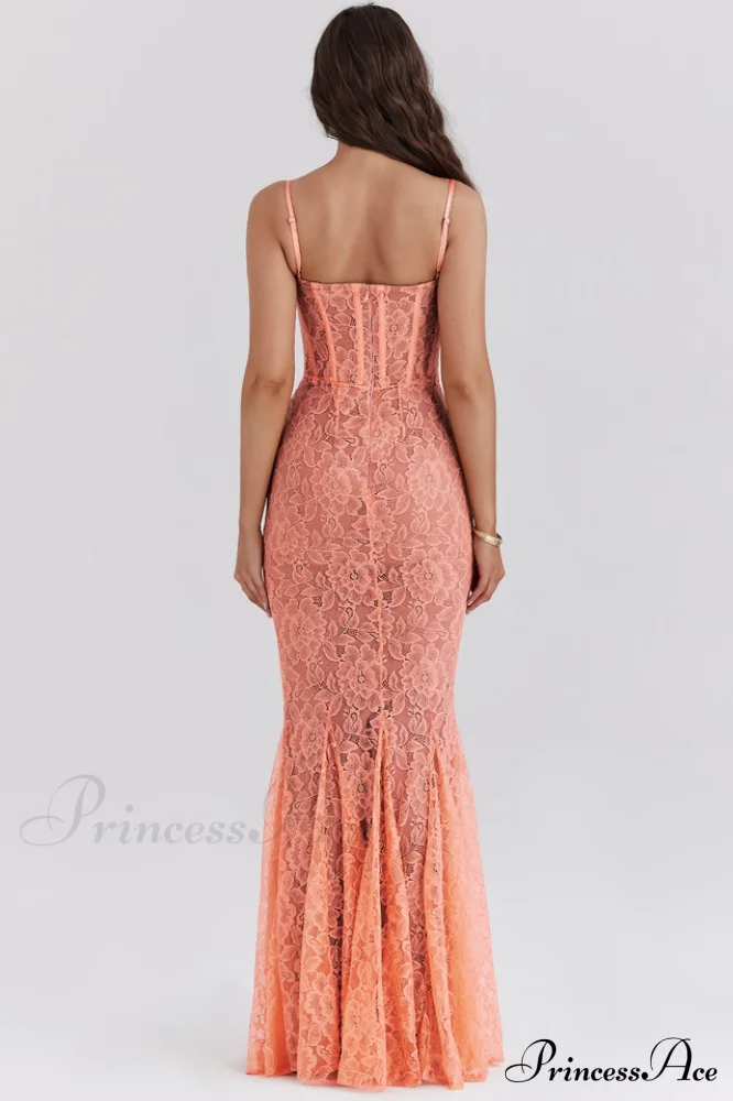 Cordelia Sorbet Lace Charming Godet Maxi Dress - Image 6
