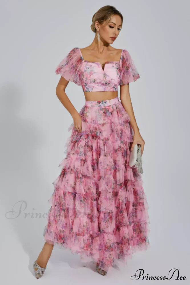 Braylee Purple Stylish Floral Ruched Set - Image 13