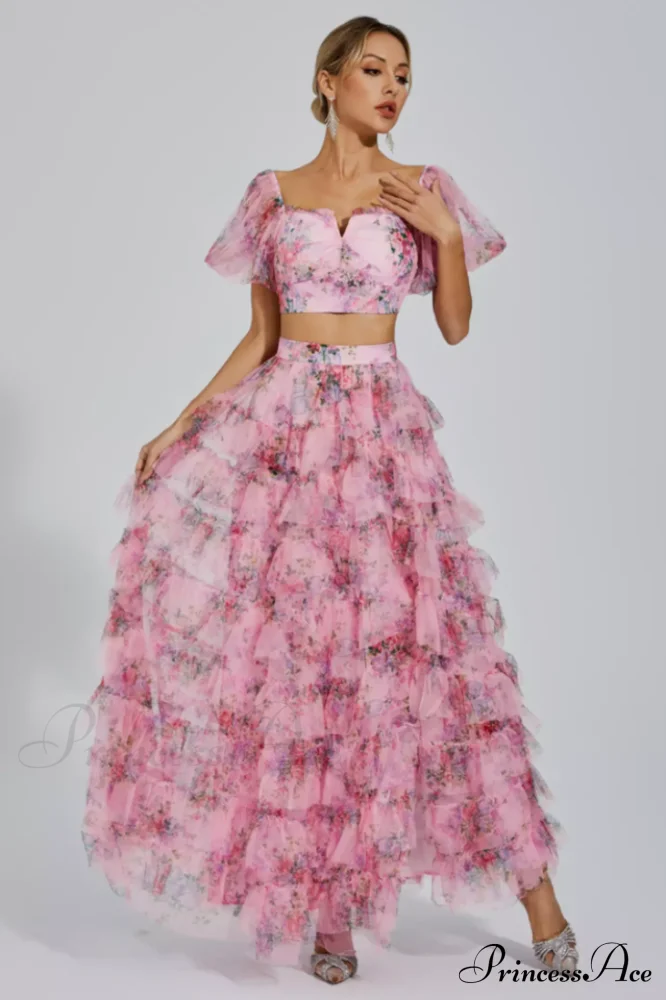 Braylee Purple Stylish Floral Ruched Set - Image 14