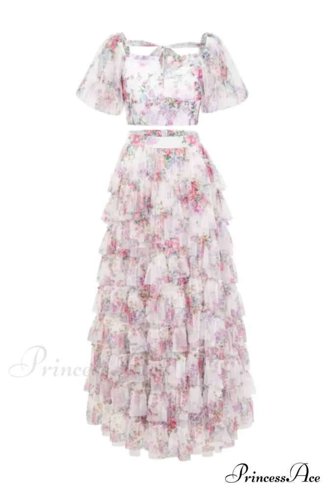 Braylee Purple Stylish Floral Ruched Set - Image 17