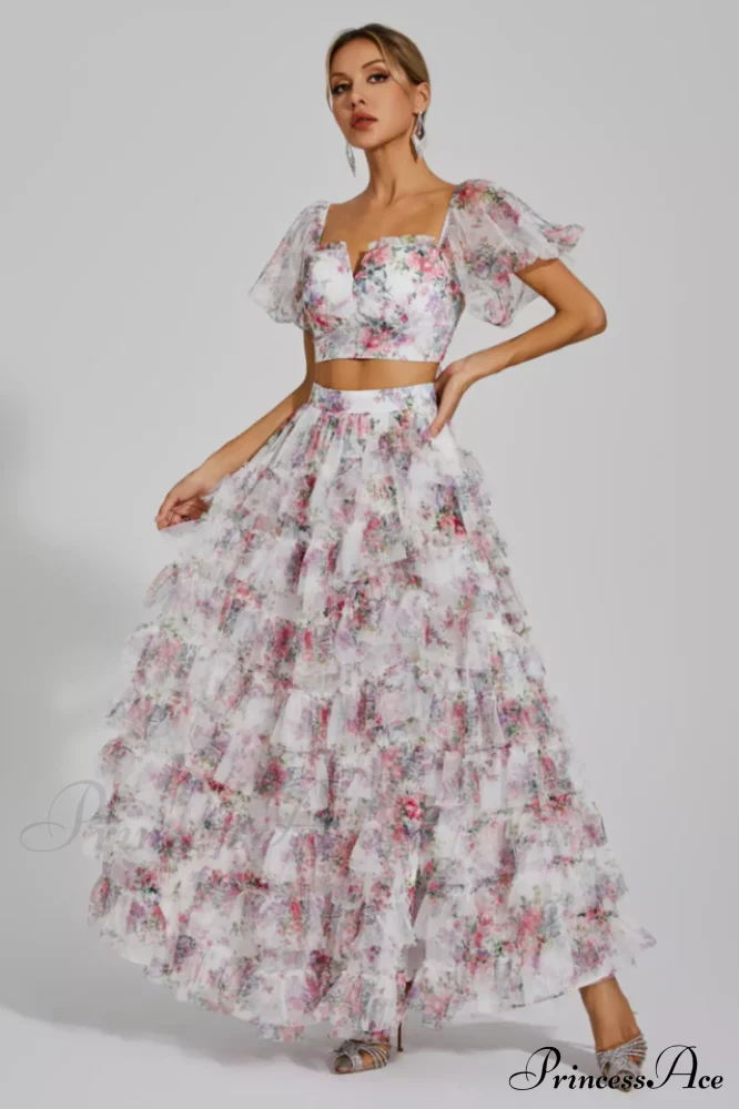 Braylee Purple Stylish Floral Ruched Set - Image 6