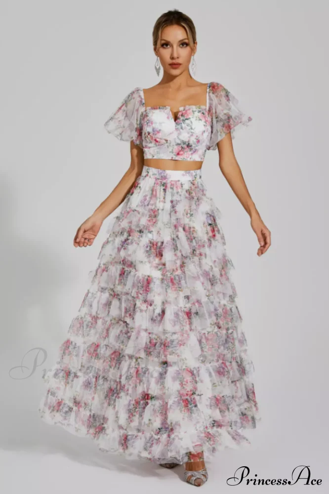 Braylee Purple Stylish Floral Ruched Set - Image 7