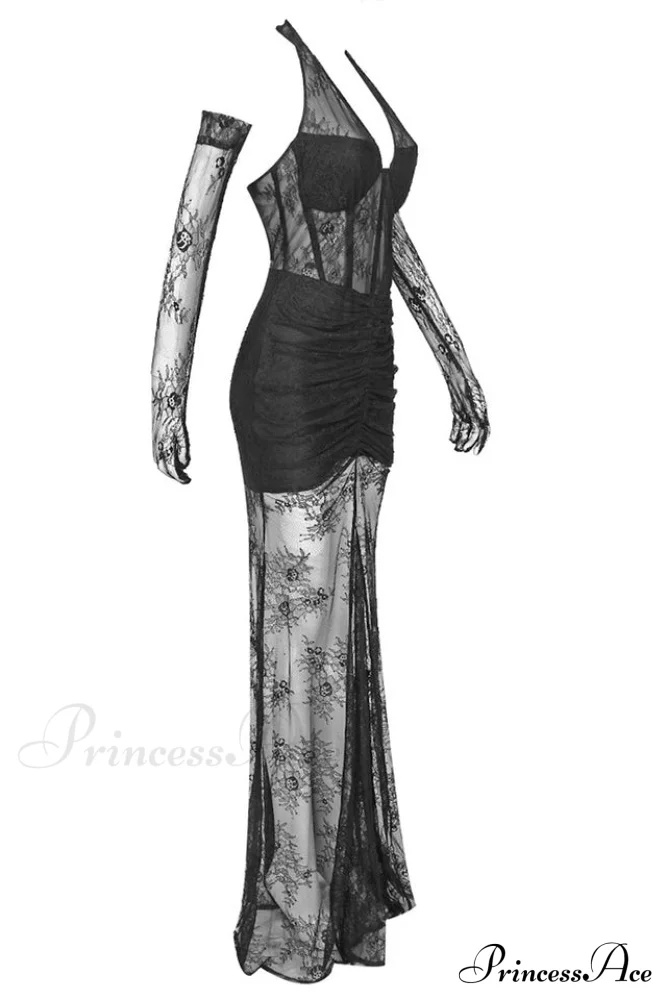 Elsa Halterneck Stylish See-through Maxi Dress - Image 16