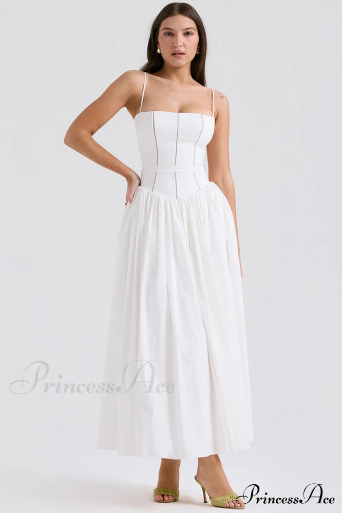 Isabella White Stylish Cotton Sundress