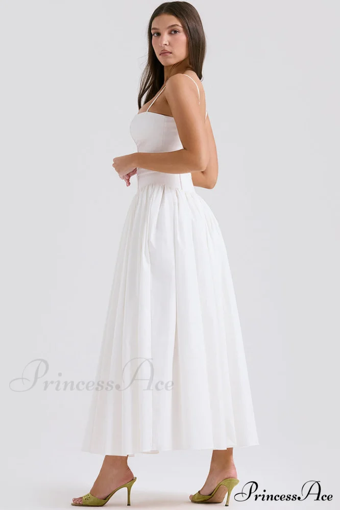 Isabella White Stylish Cotton Sundress - Image 3