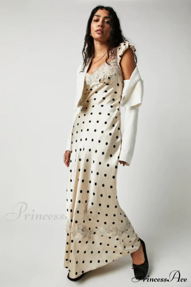 Fashion Babe Lace Charming Polka Dot Maxi Dress - Image 2