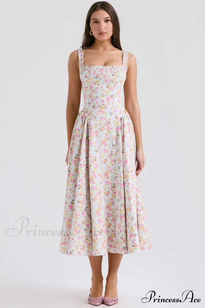 Dorothy White Stylish Rosebud Print Sundress