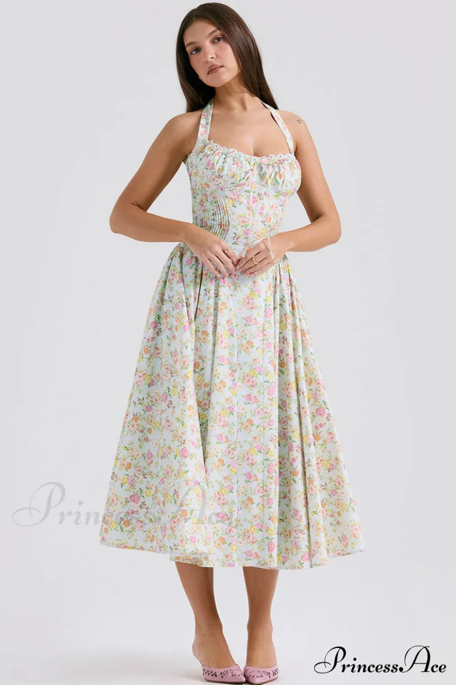 Adabella Cotton Stylish Halter Midi Sundress