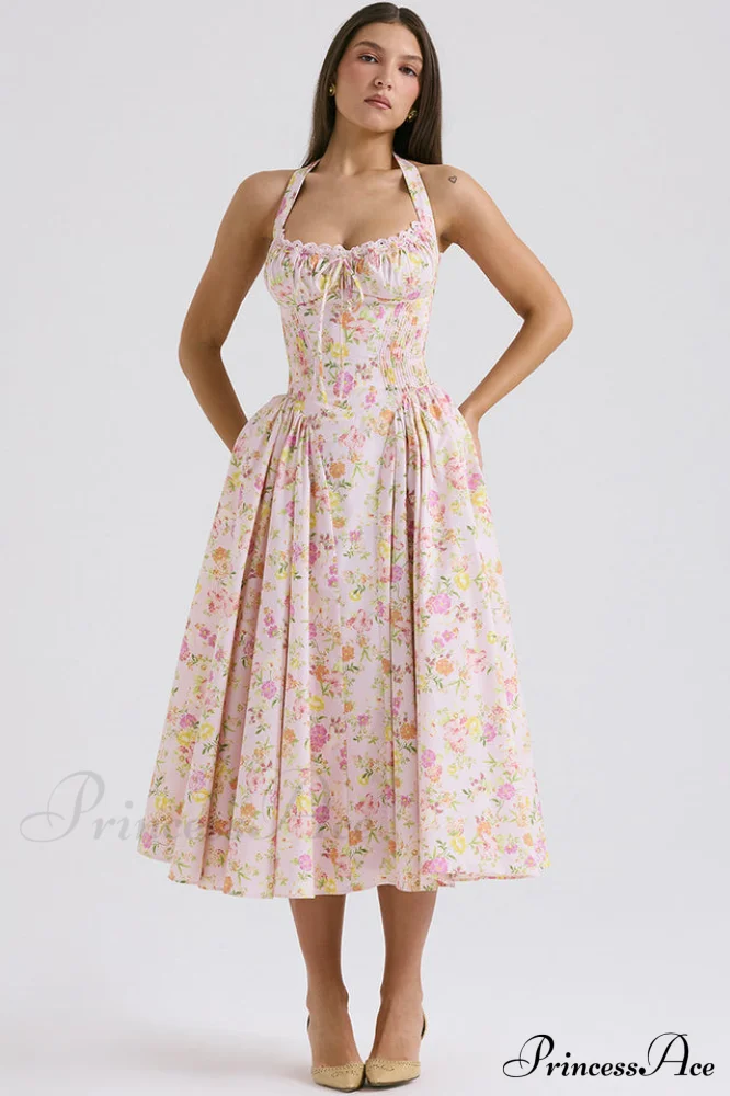 Adabella Cotton Stylish Halter Midi Sundress - Image 18