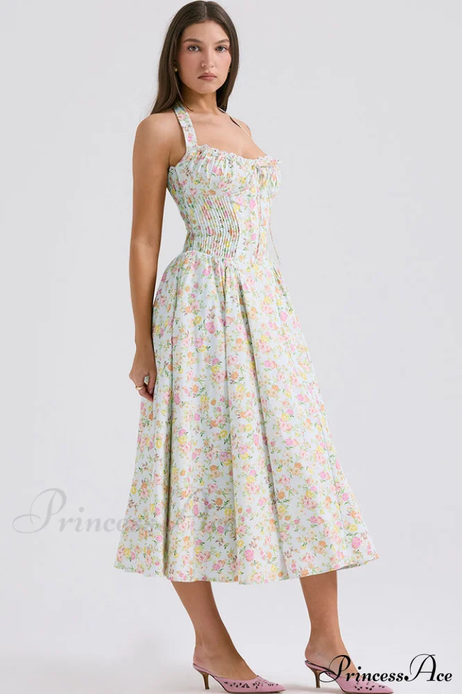 Adabella Cotton Stylish Halter Midi Sundress - Image 3