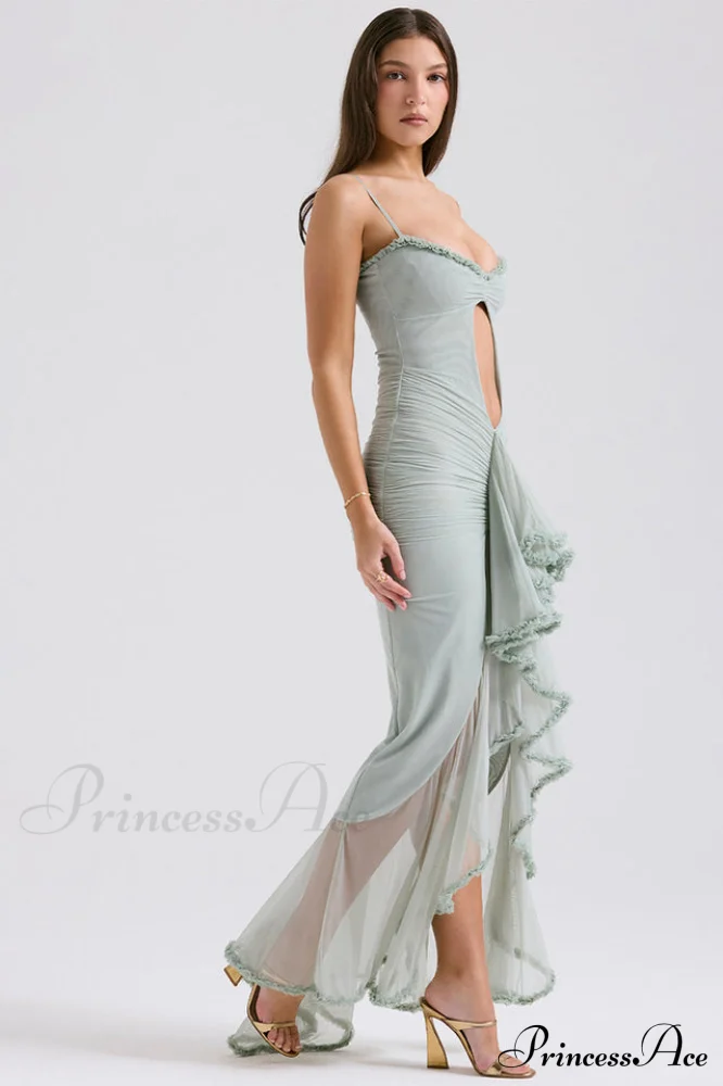 Gabriella Light Stylish Peach Ruffle Dress - Image 8