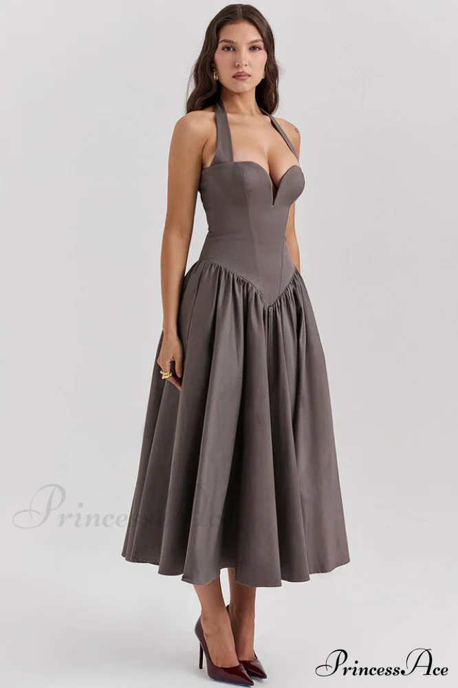 Coquette Scarlet Stylish Halter Midi Dress - Image 7