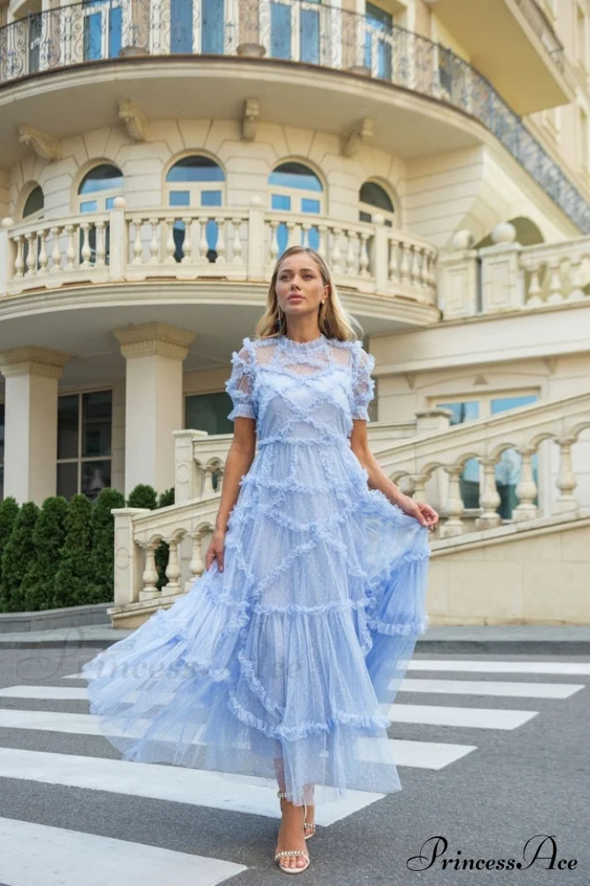 Kinley Ruched Ruffle Charming Hem Maxi Dress - Image 3