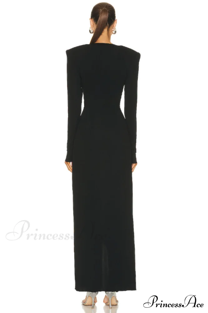 Draped Ring Detailed Charming Deep V Neck Dress - Image 15