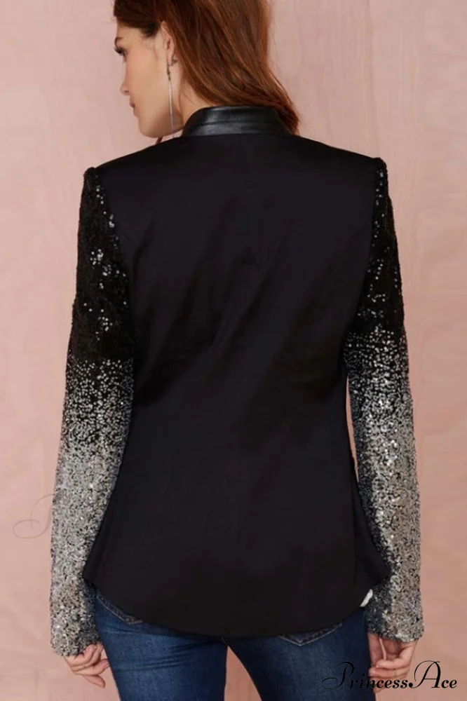 Blazer With Stylish Sequins Sleeve - Image 3