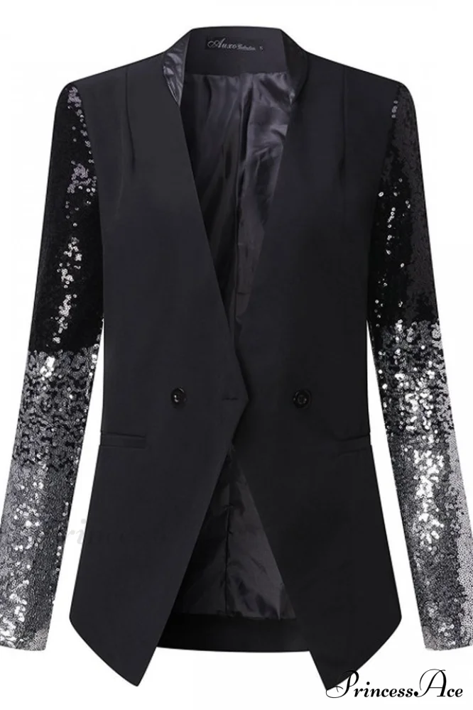 Blazer With Stylish Sequins Sleeve - Image 5