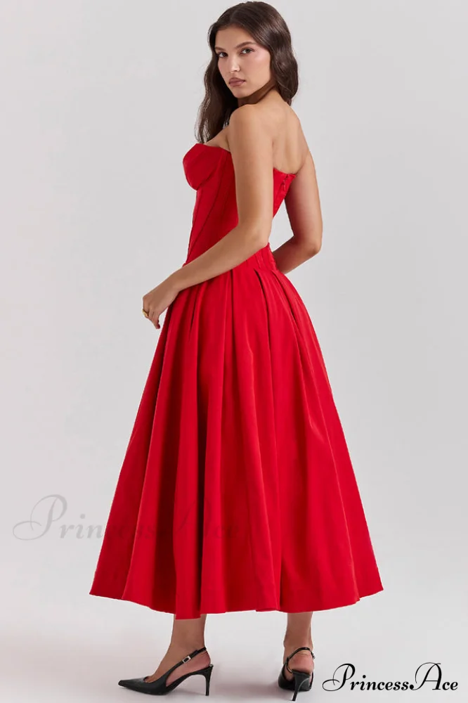 Lady Black Stylish Strapless Midi Dress - Image 26