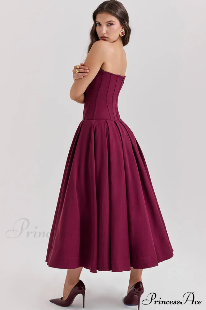 Lady Black Stylish Strapless Midi Dress - Image 30
