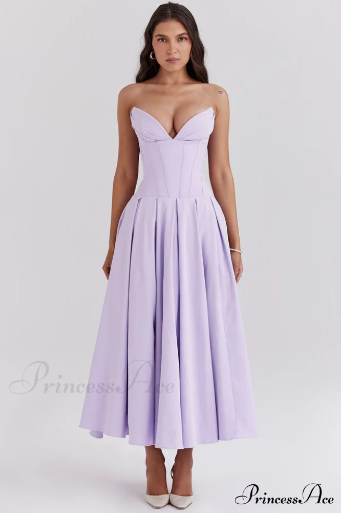 Lady Black Stylish Strapless Midi Dress - Image 33