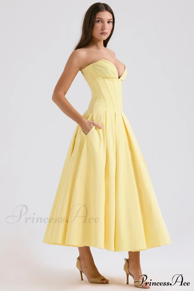 Lady Black Stylish Strapless Midi Dress - Image 41