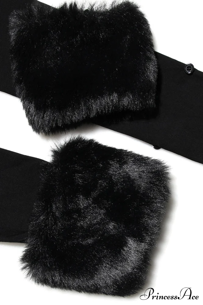 Black Faux Stylish Fur Trimmed Bustier - Image 9